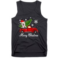 Shiba Inu Dog Riding Red Truck Christmas Decorations Pajama Tank Top