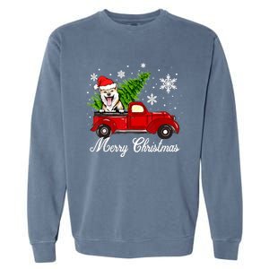 Shiba Inu Dog Riding Red Truck Christmas Decorations Pajama Garment-Dyed Sweatshirt