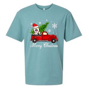 Shiba Inu Dog Riding Red Truck Christmas Decorations Pajama Sueded Cloud Jersey T-Shirt