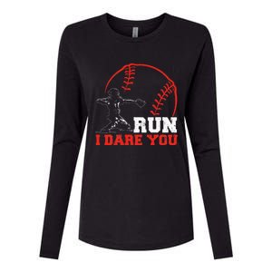 Steal I Dare You Baseball Catcher Baseball Player Womens Cotton Relaxed Long Sleeve T-Shirt