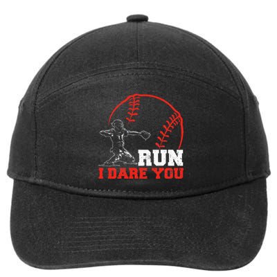 Steal I Dare You Baseball Catcher Baseball Player 7-Panel Snapback Hat