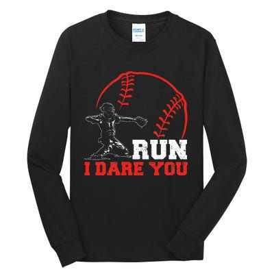 Steal I Dare You Baseball Catcher Baseball Player Tall Long Sleeve T-Shirt