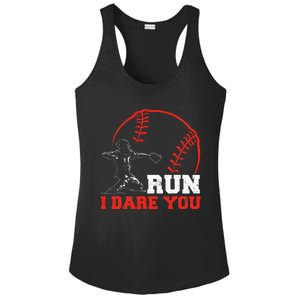 Steal I Dare You Baseball Catcher Baseball Player Ladies PosiCharge Competitor Racerback Tank