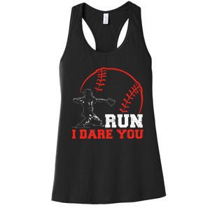 Steal I Dare You Baseball Catcher Baseball Player Women's Racerback Tank