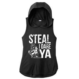 Steal I Dare Ya Funny Softball Catcher Team Sport Gift Ladies PosiCharge Tri-Blend Wicking Draft Hoodie Tank