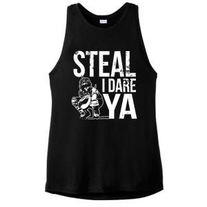 Steal I Dare Ya Funny Softball Catcher Team Sport Gift Ladies PosiCharge Tri-Blend Wicking Tank