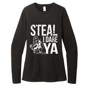 Steal I Dare Ya Funny Softball Catcher Team Sport Gift Womens CVC Long Sleeve Shirt