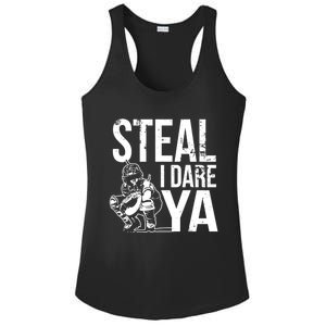 Steal I Dare Ya Funny Softball Catcher Team Sport Gift Ladies PosiCharge Competitor Racerback Tank