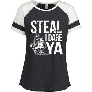 Steal I Dare Ya Funny Softball Catcher Team Sport Gift Enza Ladies Jersey Colorblock Tee