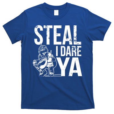 Steal I Dare Ya Funny Softball Catcher Team Sport Gift T-Shirt