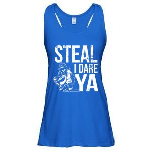 Steal I Dare Ya Funny Softball Catcher Team Sport Gift Ladies Essential Flowy Tank