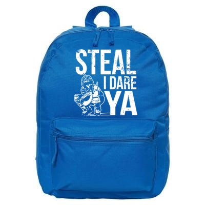 Steal I Dare Ya Funny Softball Catcher Team Sport Gift 16 in Basic Backpack