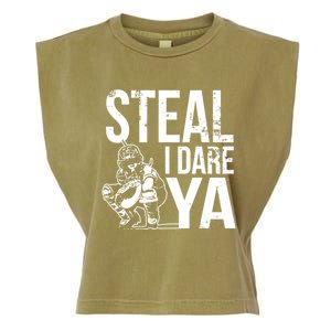 Steal I Dare Ya Funny Softball Catcher Team Sport Gift Garment-Dyed Women's Muscle Tee