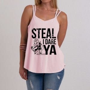 Steal I Dare Ya Funny Softball Catcher Team Sport Gift Women's Strappy Tank