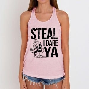 Steal I Dare Ya Funny Softball Catcher Team Sport Gift Women's Knotted Racerback Tank