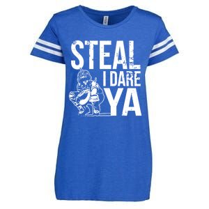 Steal I Dare Ya Funny Softball Catcher Team Sport Gift Enza Ladies Jersey Football T-Shirt