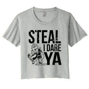 Steal I Dare Ya Funny Softball Catcher Team Sport Gift Women's Crop Top Tee