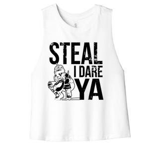 Steal I Dare Ya Funny Softball Catcher Team Sport Gift Women's Racerback Cropped Tank