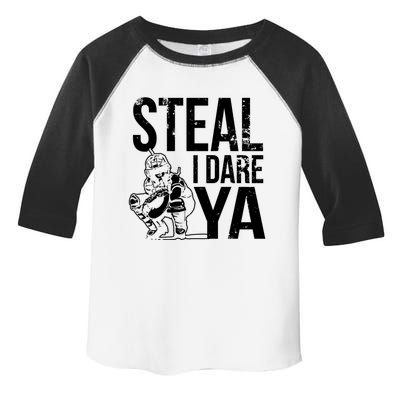 Steal I Dare Ya Funny Softball Catcher Team Sport Gift Toddler Fine Jersey T-Shirt