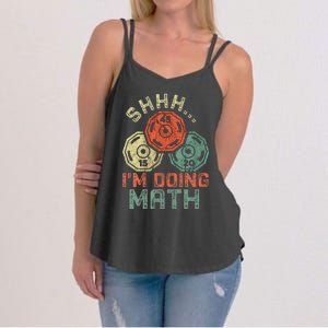 Shhh IM Doing Math Funny Weight Lifting Workout Training Women's Strappy Tank