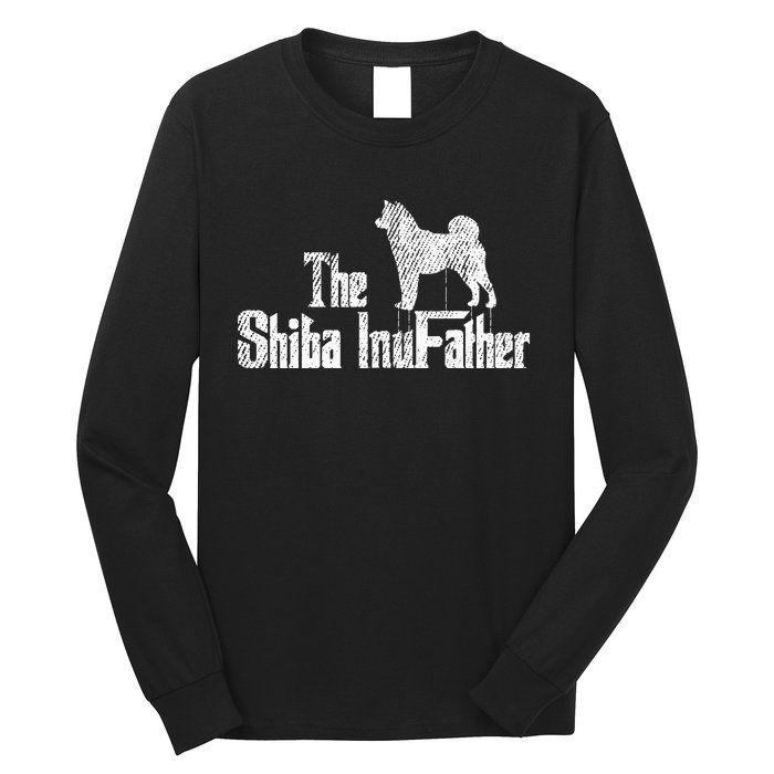 Shiba Inu Dog Fathers Day Funny Doxie Doggie Puppy Daddy Long Sleeve Shirt