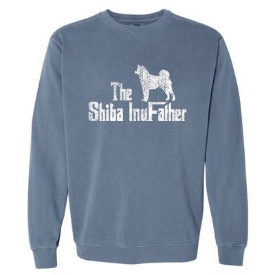 Shiba Inu Dog Fathers Day Funny Doxie Doggie Puppy Daddy Garment-Dyed Sweatshirt