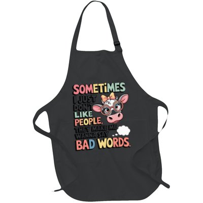 Sometimes I Don’T Like People Sassy Cow Animal Lovers Full-Length Apron With Pockets