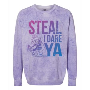 Steal I Dare Ya Funny Softball Catcher Team Sport Gift Colorblast Crewneck Sweatshirt