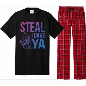 Steal I Dare Ya Funny Softball Catcher Team Sport Gift Pajama Set