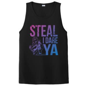 Steal I Dare Ya Funny Softball Catcher Team Sport Gift PosiCharge Competitor Tank