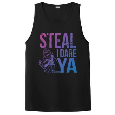 Steal I Dare Ya Funny Softball Catcher Team Sport Gift PosiCharge Competitor Tank