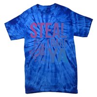 Steal I Dare Ya Funny Softball Catcher Team Sport Gift Tie-Dye T-Shirt