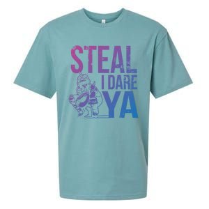 Steal I Dare Ya Funny Softball Catcher Team Sport Gift Sueded Cloud Jersey T-Shirt