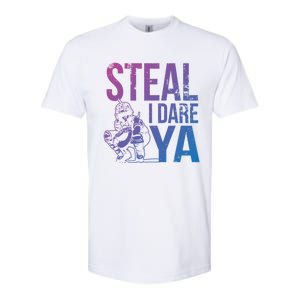 Steal I Dare Ya Funny Softball Catcher Team Sport Gift Softstyle CVC T-Shirt