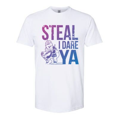 Steal I Dare Ya Funny Softball Catcher Team Sport Gift Softstyle CVC T-Shirt