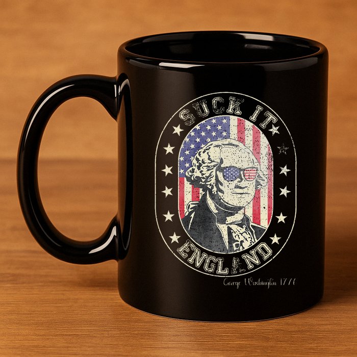 Suck It England George Washington 1776 Usa Funny 11oz C Handle Ceramic Mug