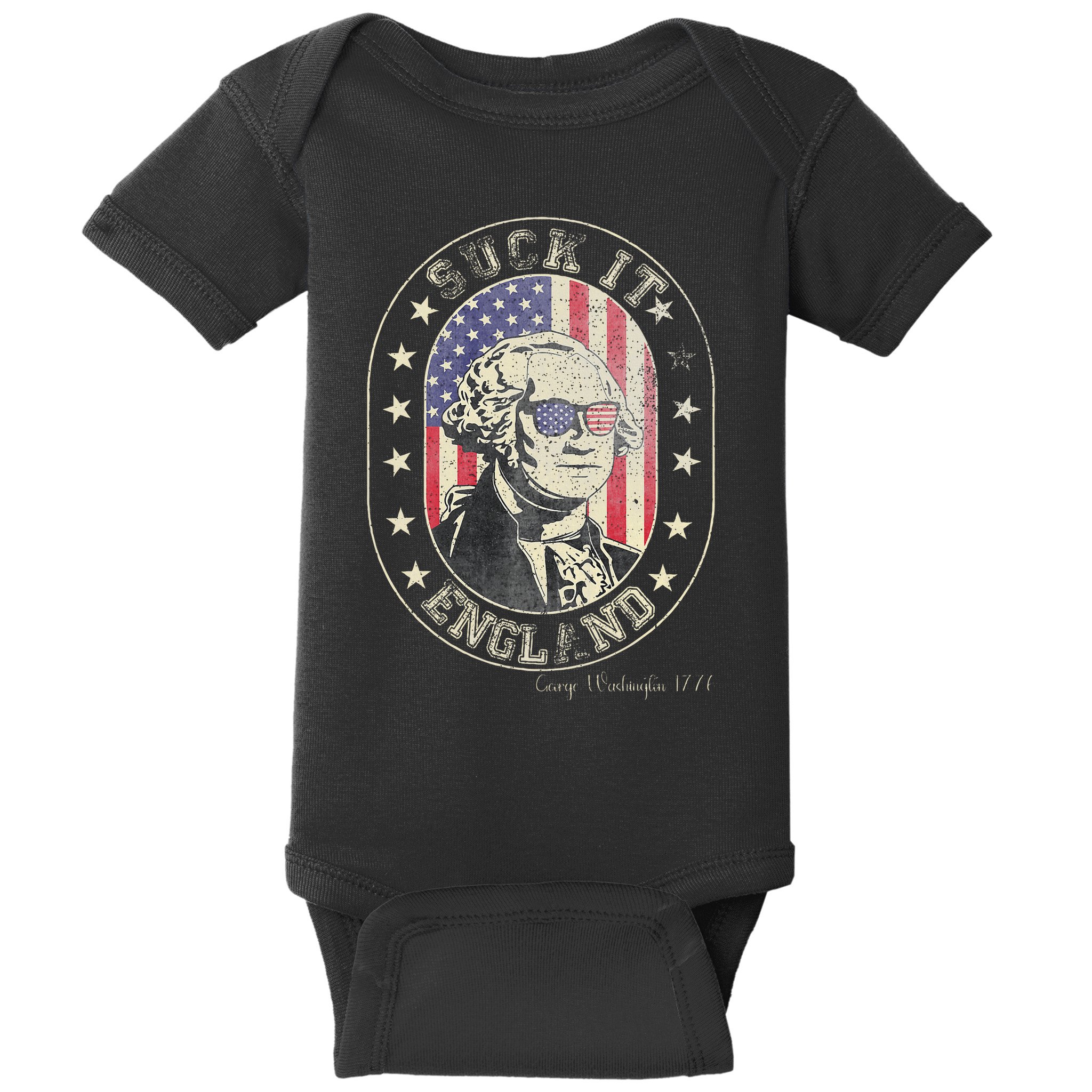 Suck It England George Washington 1776 Usa Funny Baby Bodysuit