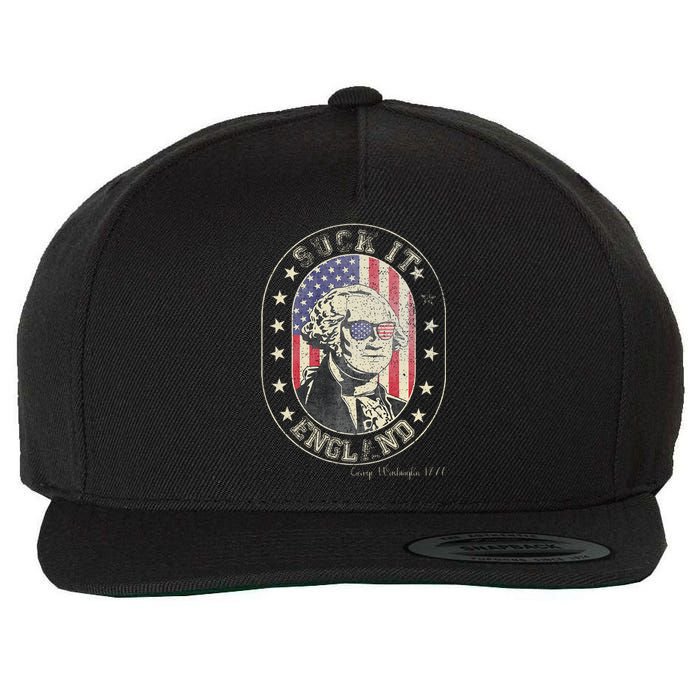 Suck It England George Washington 1776 Usa Funny Wool Snapback Cap