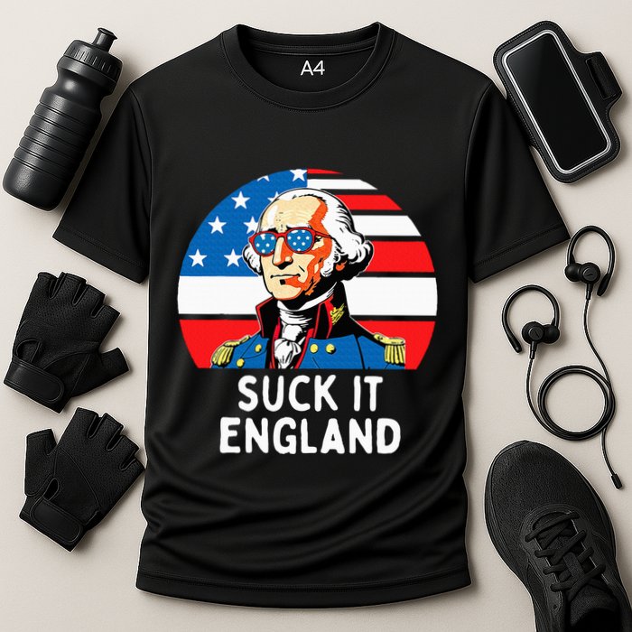 Suck It England Funny 4th Of July Usa George Washington Cooling Performance Crew T-Shirt