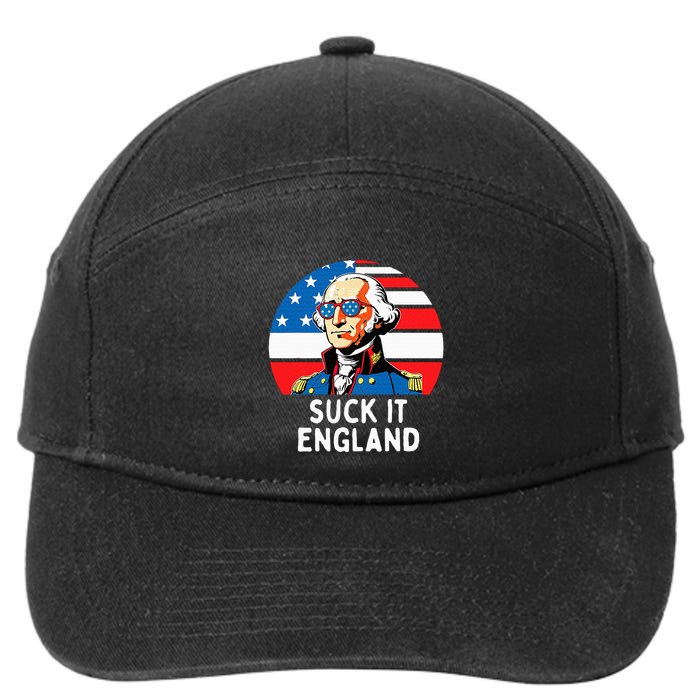 Suck It England Funny 4th Of July Usa George Washington 7-Panel Snapback Hat
