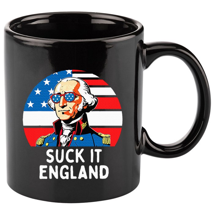 Suck It England Funny 4th Of July Usa George Washington 11oz C Handle Ceramic Mug