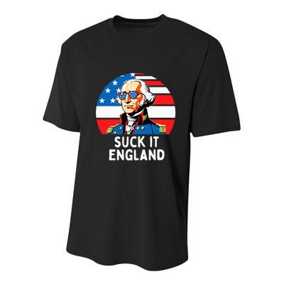 Suck It England Funny 4th Of July Usa George Washington Youth Performance Sprint T-Shirt