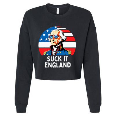 Suck It England Funny 4th Of July Usa George Washington Cropped Pullover Crew