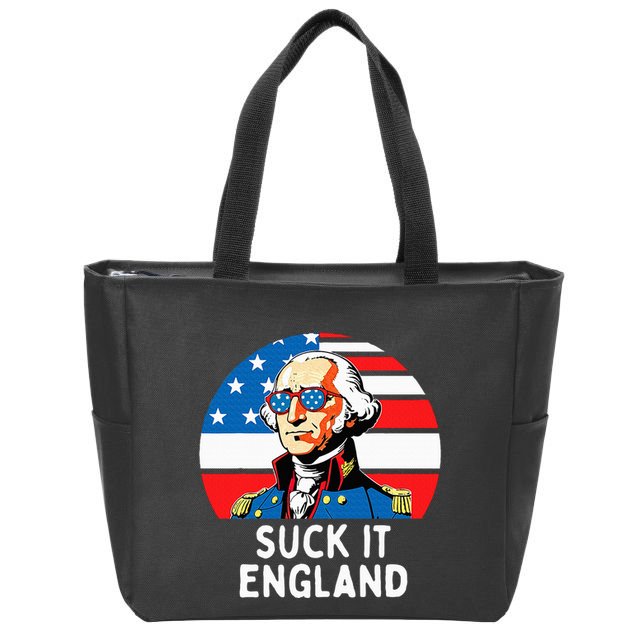 Suck It England Funny 4th Of July Usa George Washington Zip Tote Bag