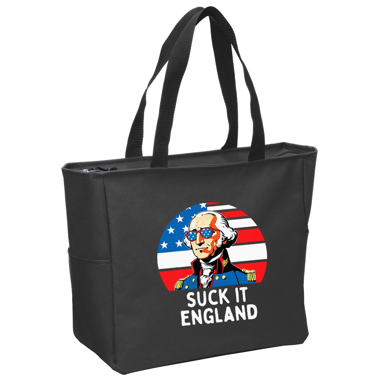 Suck It England Funny 4th Of July Usa George Washington Zip Tote Bag