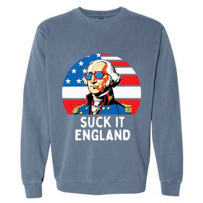 Suck It England Funny 4th Of July Usa George Washington Garment-Dyed Sweatshirt