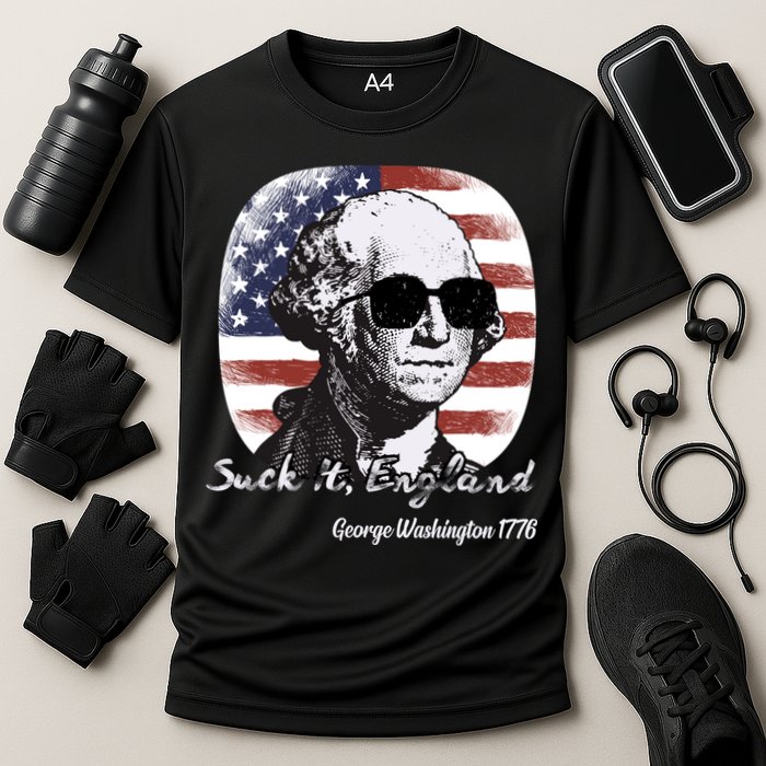 Suck It England Funny 4th Of July George Washington 1776 Cooling Performance Crew T-Shirt