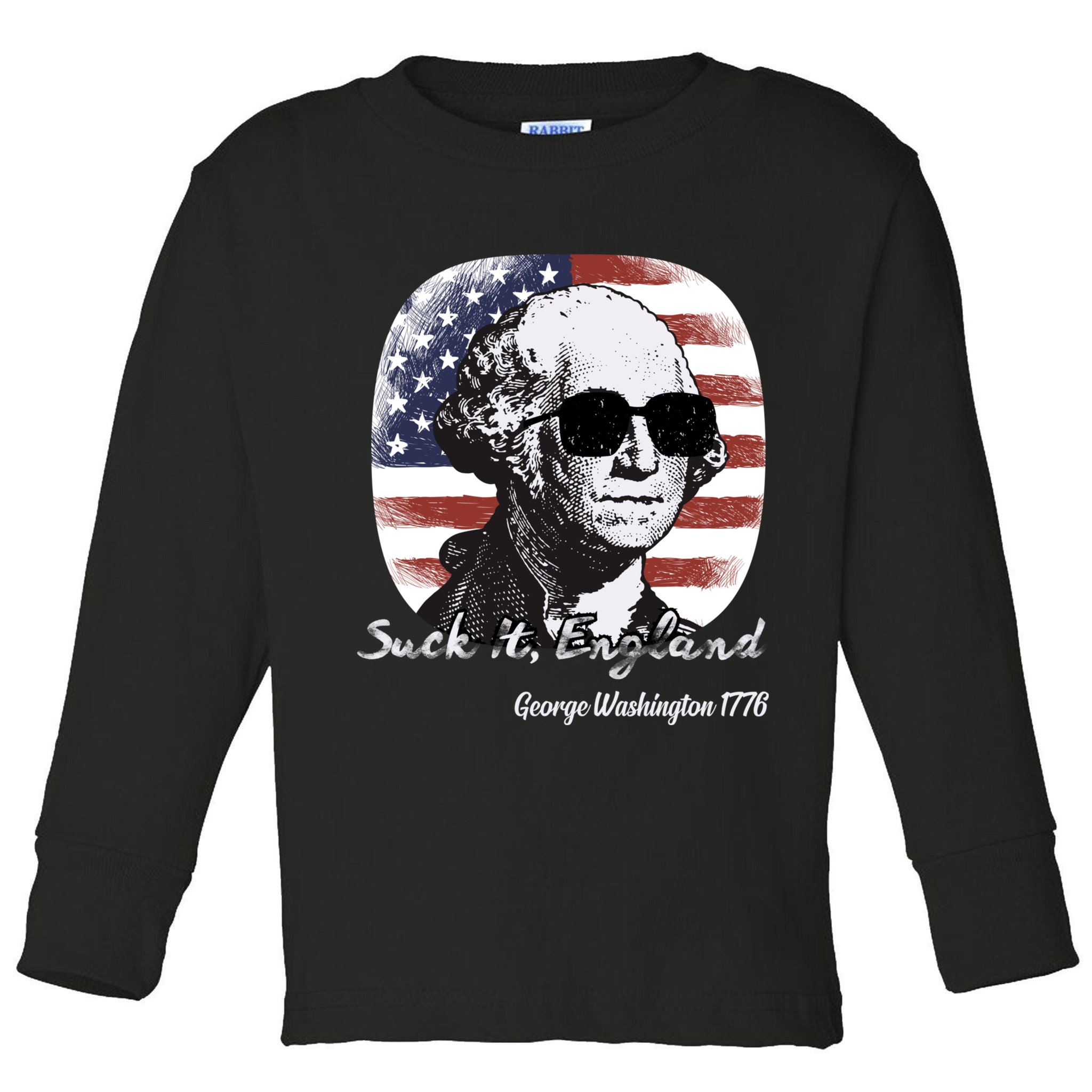 Suck It England Funny 4th Of July George Washington 1776 Toddler Long Sleeve Shirt