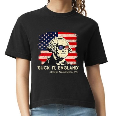 Suck It England Funny 4th Of July Funny George Washington Comfort Colors Boxy T-Shirt