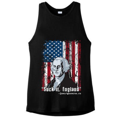 Suck It England Funny 4th Of July George Washington 1776 Ladies PosiCharge Tri-Blend Wicking Tank
